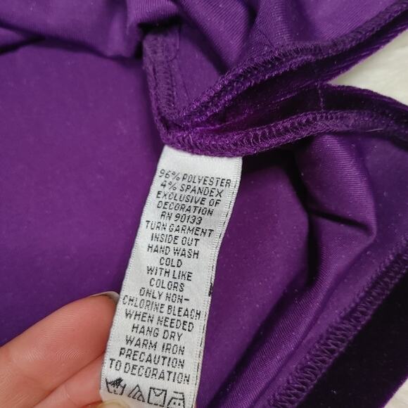 Quacker Factory Size XL Extra Large Purple Velvet Jewel Long Sleeve Fancy Blouse - Picture 6 of 12